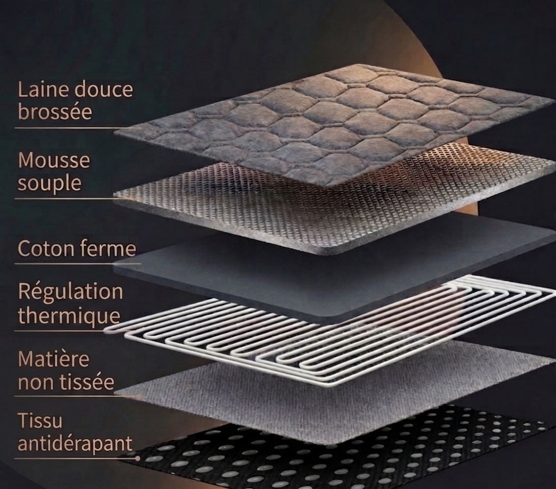 Éclaté des 6 couches du sur-matelas Eveyra Mat